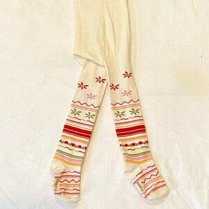 Nowa‎ Li NWT sz 2Y 2T Toddler Girls Designer Ivory & Red Snowflake Cotton Tights
